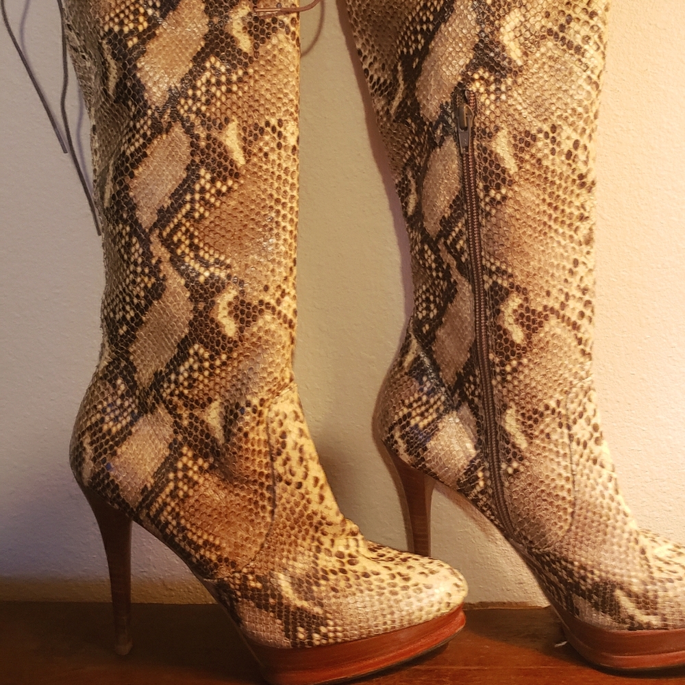 Knee high snake skin boots